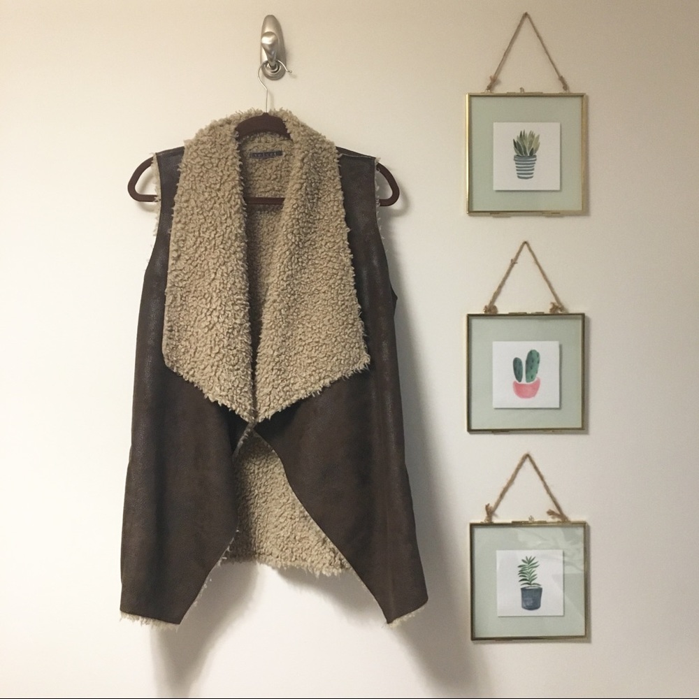 Velvet faux shearling vest